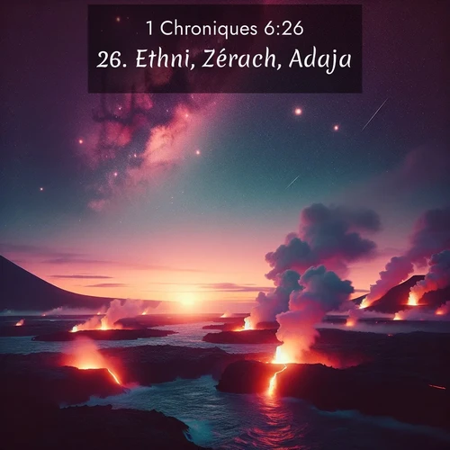 Segond21 1 Chroniques  ; image nature: image avec le verset biblique :Ethni, Zérach, Adaja, ;  ; 6:26