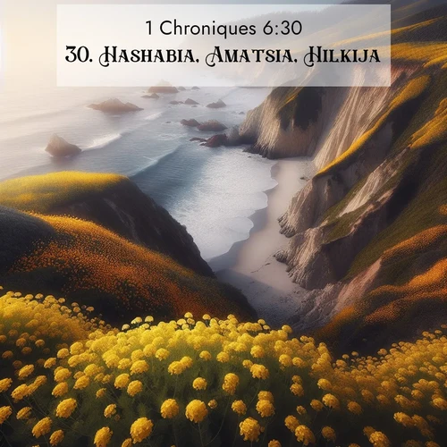Segond21 1 Chroniques  ; image nature: image avec le verset biblique :Hashabia, Amatsia, Hilkija, ;  ; 6:30