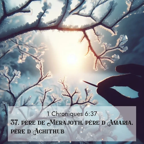 Segond21 1 Chroniques  ; image nature: image avec le verset biblique :père de Merajoth, père d&#039;Amaria, père d&#039;Achithub, ;  ; 6:37