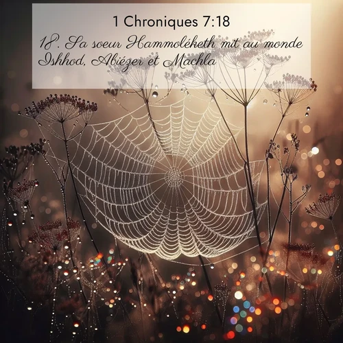 Segond21 1 Chroniques  ; image nature: image avec le verset biblique :Sa soeur Hammoléketh mit au monde Ishhod, Abiézer et Machla. ;  ; 7:18