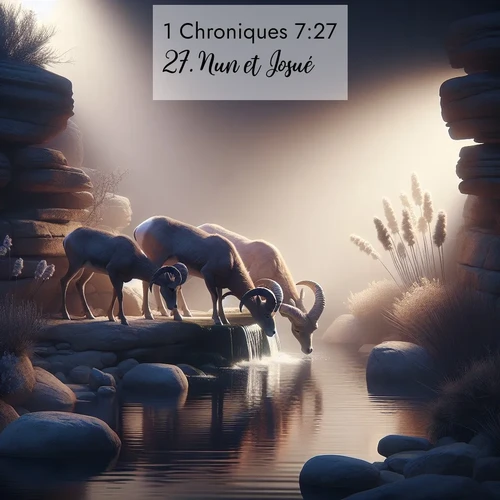 Segond21 1 Chroniques  ; image nature: image avec le verset biblique :Nun et Josué. ;  ; 7:27