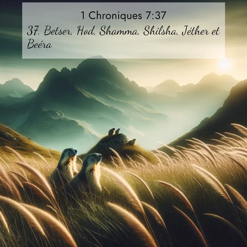 Segond21 1 Chroniques  ; image nature: image avec le verset biblique :Betser, Hod, Shamma, Shilsha, Jéther et Beéra. ;  ; 7:37