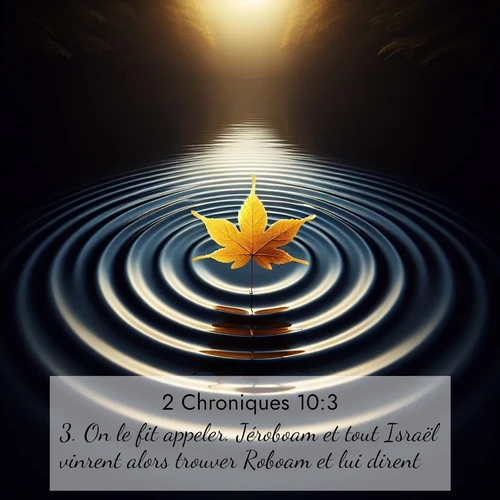 Segond21 2 Chroniques  ; image nature: image avec le verset biblique :On le fit appeler. Jéroboam et tout Israël vinrent alors trouver Roboam et lui dirent: ;  ; 10:3