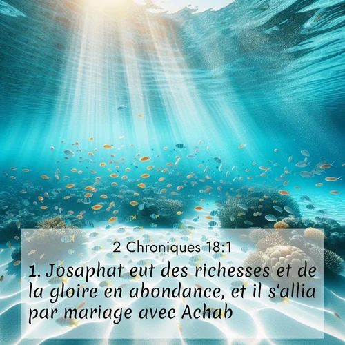 Segond21 2 Chroniques  ; image nature: image avec le verset biblique :Josaphat eut des richesses et de la gloire en abondance, et il s&#039;allia par mariage avec Achab. ;  ; 18:1