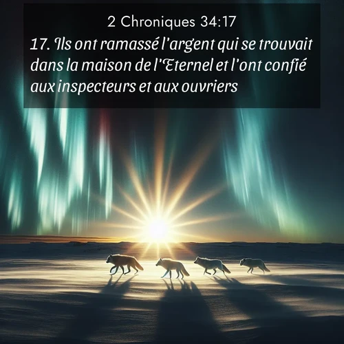Segond21 2 Chroniques  ; image nature: image avec le verset biblique :Ils ont ramassé l&#039;argent qui se trouvait dans la maison de l&#039;Eternel et l&#039;ont confié aux inspecteurs et aux ouvriers.» ;  ; 34:17