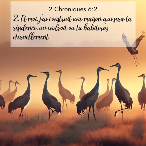 Segond21 2 Chroniques  ; image nature: image avec le verset biblique :Et moi, j&#039;ai construit une maison qui sera ta résidence, un endroit où tu habiteras éternellement.» ;  ; 6:2