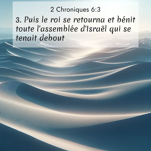 Segond21 2 Chroniques  ; image nature: image avec le verset biblique :Puis le roi se retourna et bénit toute l&#039;assemblée d&#039;Israël qui se tenait debout. ;  ; 6:3