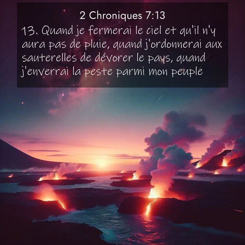 Segond21 2 Chroniques  ; image nature: image avec le verset biblique :Quand je fermerai le ciel et qu&#039;il n&#039;y aura pas de pluie, quand j&#039;ordonnerai aux sauterelles de dévorer le pays, quand j&#039;enverrai la peste parmi mon peuple, ;  ; 7:13