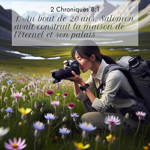 Segond21 2 Chroniques  ; image nature: image avec le verset biblique :Au bout de 20 ans, Salomon avait construit la maison de l&#039;Eternel et son palais. ;  ; 8:1