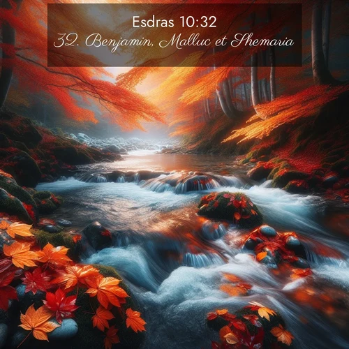Segond21 Esdras  ; image nature: image avec le verset biblique :Benjamin, Malluc et Shemaria; ;  ; 10:32
