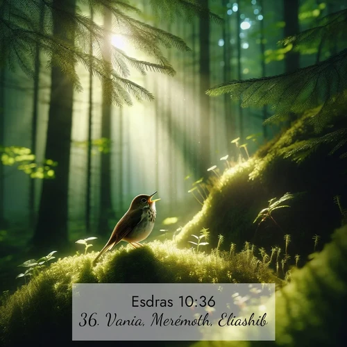 Segond21 Esdras  ; image nature: image avec le verset biblique :Vania, Merémoth, Eliashib, ;  ; 10:36