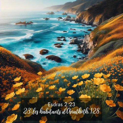 Segond21 Esdras  ; image nature: image avec le verset biblique :les habitants d&#039;Anathoth, 128; ;  ; 2:23