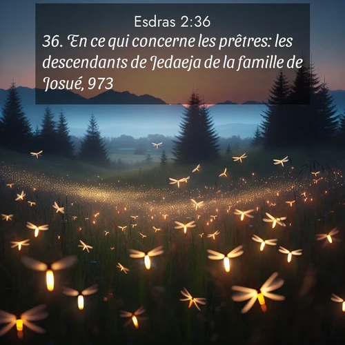 Segond21 Esdras  ; image nature: image avec le verset biblique :En ce qui concerne les prêtres: les descendants de Jedaeja de la famille de Josué, 973; ;  ; 2:36