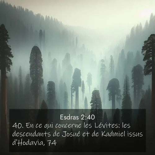 Segond21 Esdras  ; image nature: image avec le verset biblique :En ce qui concerne les Lévites: les descendants de Josué et de Kadmiel issus d&#039;Hodavia, 74. ;  ; 2:40