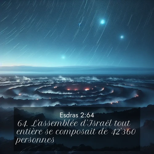 Segond21 Esdras  ; image nature: image avec le verset biblique :L&#039;assemblée d&#039;Israël tout entière se composait de 42&#039;360 personnes, ;  ; 2:64