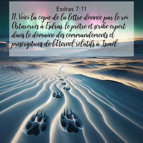 Segond21 Esdras  ; image nature: image avec le verset biblique :Voici la copie de la lettre donnée par le roi Artaxerxès à Esdras, le prêtre et scribe expert dans le domaine des commandements et prescriptions de l&#039;Eternel relatifs à Israël: ;  ; 7:11