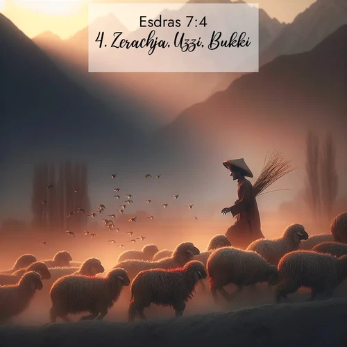 Segond21 Esdras  ; image nature: image avec le verset biblique :Zerachja, Uzzi, Bukki, ;  ; 7:4