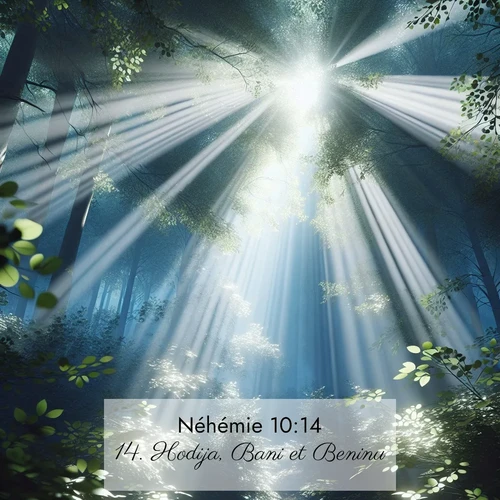 Segond21 Néhémie  ; image nature: image avec le verset biblique :Hodija, Bani et Beninu; ;  ; 10:14