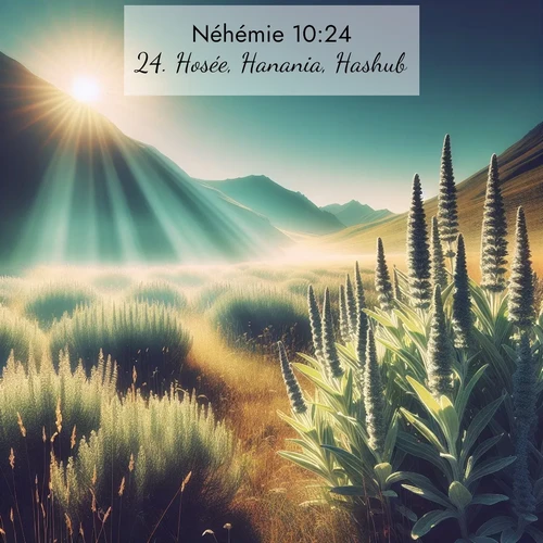 Segond21 Néhémie  ; image nature: image avec le verset biblique :Hosée, Hanania, Hashub, ;  ; 10:24