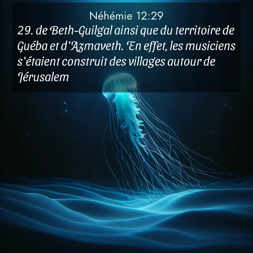 Segond21 Néhémie  ; image nature: image avec le verset biblique :de Beth-Guilgal ainsi que du territoire de Guéba et d&#039;Azmaveth. En effet, les musiciens s&#039;étaient construit des villages autour de Jérusalem. ;  ; 12:29