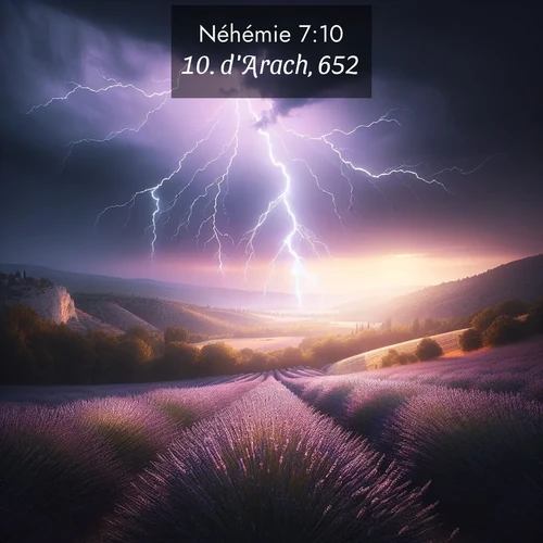 Segond21 Néhémie  ; image nature: image avec le verset biblique :d&#039;Arach, 652; ;  ; 7:10