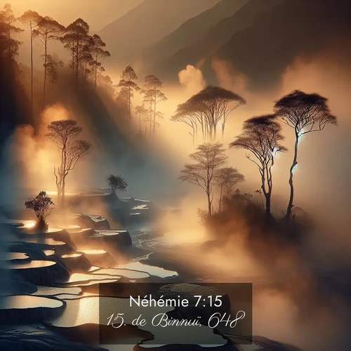 Segond21 Néhémie  ; image nature: image avec le verset biblique :de Binnuï, 648; ;  ; 7:15