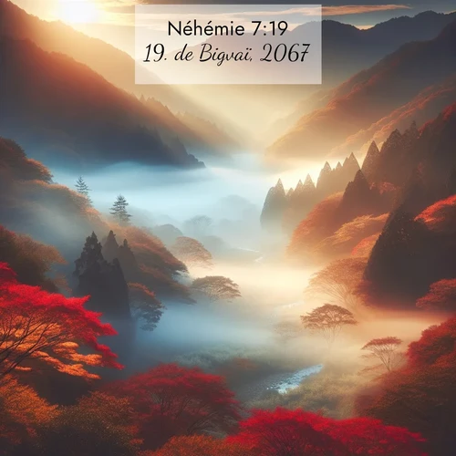 Segond21 Néhémie  ; image nature: image avec le verset biblique :de Bigvaï, 2067; ;  ; 7:19