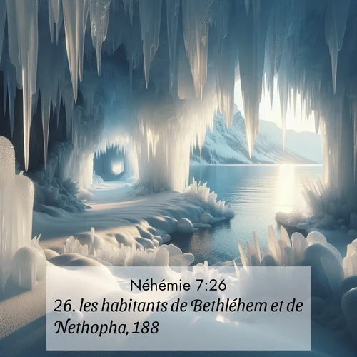 Segond21 Néhémie  ; image nature: image avec le verset biblique :les habitants de Bethléhem et de Nethopha, 188; ;  ; 7:26