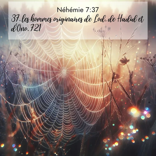 Segond21 Néhémie  ; image nature: image avec le verset biblique :les hommes originaires de Lod, de Hadid et d&#039;Ono, 721; ;  ; 7:37