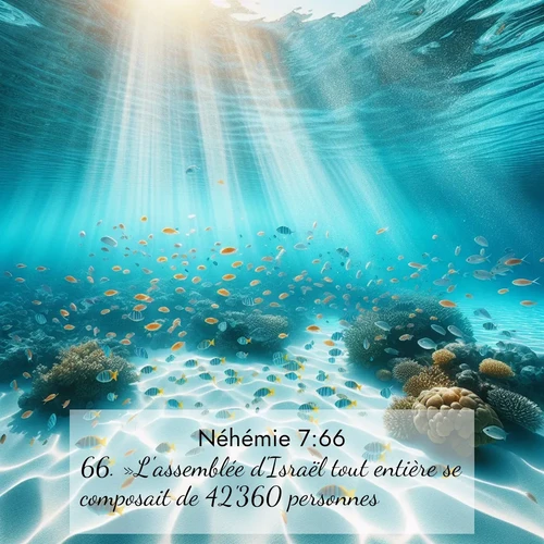 Segond21 Néhémie  ; image nature: image avec le verset biblique :»L&#039;assemblée d&#039;Israël tout entière se composait de 42&#039;360 personnes, ;  ; 7:66