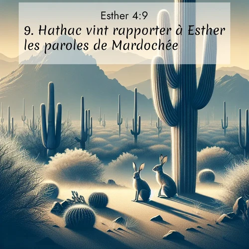 Segond21 Esther  ; image nature: image avec le verset biblique :Hathac vint rapporter à Esther les paroles de Mardochée. ;  ; 4:9
