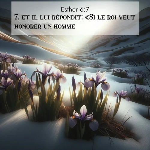 Segond21 Esther  ; image nature: image avec le verset biblique :et il lui répondit: «Si le roi veut honorer un homme, ;  ; 6:7