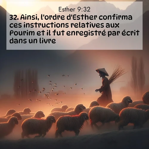 Segond21 Esther  ; image nature: image avec le verset biblique :Ainsi, l&#039;ordre d&#039;Esther confirma ces instructions relatives aux Pourim et il fut enregistré par écrit dans un livre. ;  ; 9:32