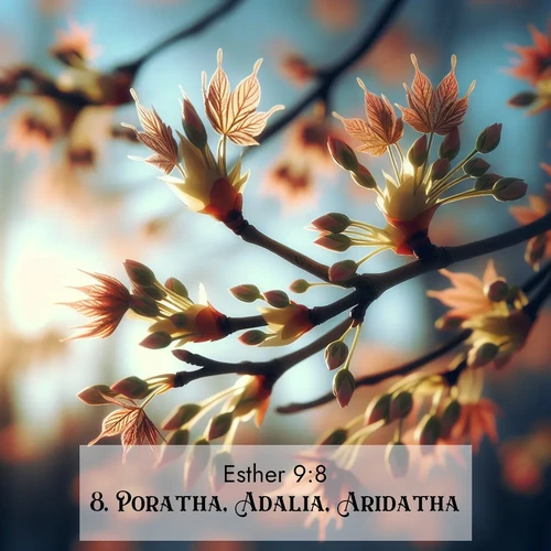 Segond21 Esther  ; image nature: image avec le verset biblique :Poratha, Adalia, Aridatha, ;  ; 9:8