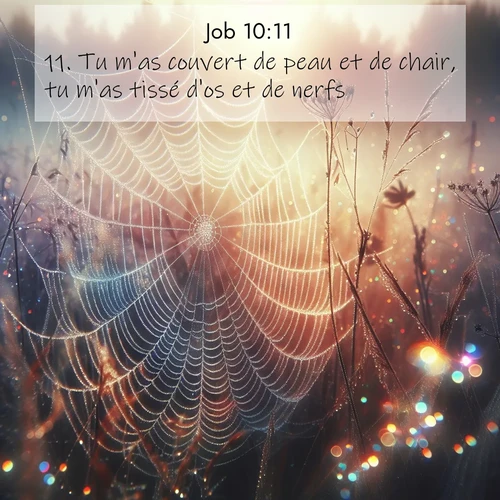 Segond21 Job  ; image nature: image avec le verset biblique :Tu m&#039;as couvert de peau et de chair, tu m&#039;as tissé d&#039;os et de nerfs, ;  ; 10:11