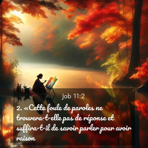 Segond21 Job  ; image nature: image avec le verset biblique :«Cette foule de paroles ne trouvera-t-elle pas de réponse et suffira-t-il de savoir parler pour avoir raison? ;  ; 11:2