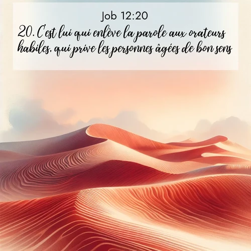 Segond21 Job  ; image nature: image avec le verset biblique :C&#039;est lui qui enlève la parole aux orateurs habiles, qui prive les personnes âgées de bon sens. ;  ; 12:20