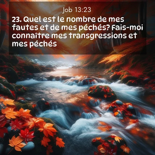Segond21 Job  ; image nature: image avec le verset biblique :Quel est le nombre de mes fautes et de mes péchés? Fais-moi connaître mes transgressions et mes péchés. ;  ; 13:23
