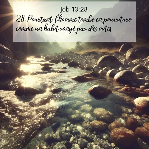 Segond21 Job  ; image nature: image avec le verset biblique :Pourtant, l&#039;homme tombe en pourriture, comme un habit rongé par des mites. ;  ; 13:28