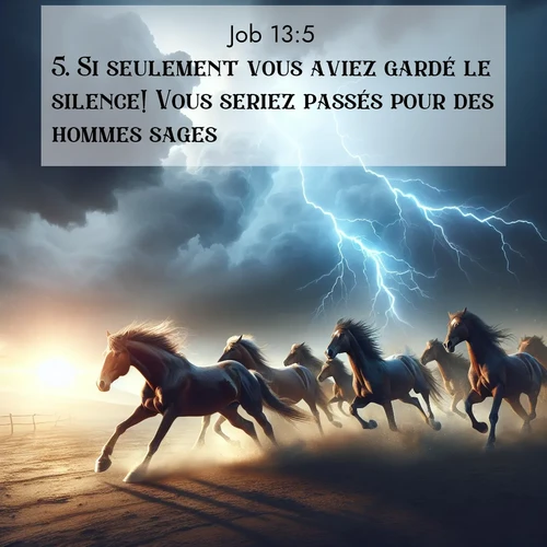 Segond21 Job  ; image nature: image avec le verset biblique :Si seulement vous aviez gardé le silence! Vous seriez passés pour des hommes sages. ;  ; 13:5