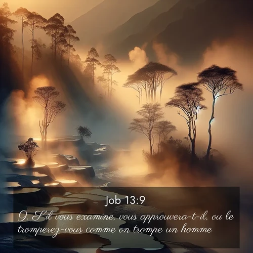 Segond21 Job  ; image nature: image avec le verset biblique :S&#039;il vous examine, vous approuvera-t-il, ou le tromperez-vous comme on trompe un homme? ;  ; 13:9