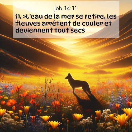 Segond21 Job  ; image nature: image avec le verset biblique :»L&#039;eau de la mer se retire, les fleuves arrêtent de couler et deviennent tout secs. ;  ; 14:11