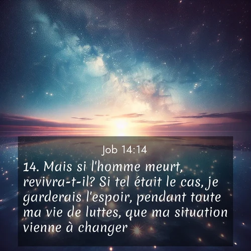 Segond21 Job  ; image nature: image avec le verset biblique :Mais si l&#039;homme meurt, revivra-t-il? Si tel était le cas, je garderais l&#039;espoir, pendant toute ma vie de luttes, que ma situation vienne à changer. ;  ; 14:14