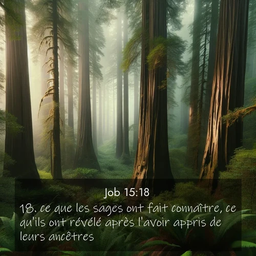 Segond21 Job  ; image nature: image avec le verset biblique :ce que les sages ont fait connaître, ce qu&#039;ils ont révélé après l&#039;avoir appris de leurs ancêtres. ;  ; 15:18
