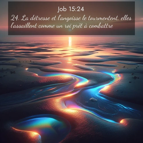 Segond21 Job  ; image nature: image avec le verset biblique :La détresse et l&#039;angoisse le tourmentent, elles l&#039;assaillent comme un roi prêt à combattre, ;  ; 15:24