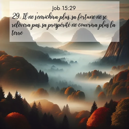Segond21 Job  ; image nature: image avec le verset biblique :Il ne s&#039;enrichira plus, sa fortune ne se relèvera pas, sa prospérité ne couvrira plus la terre. ;  ; 15:29