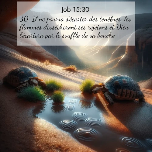 Segond21 Job  ; image nature: image avec le verset biblique :Il ne pourra s&#039;écarter des ténèbres; les flammes dessécheront ses rejetons et Dieu l&#039;écartera par le souffle de sa bouche. ;  ; 15:30