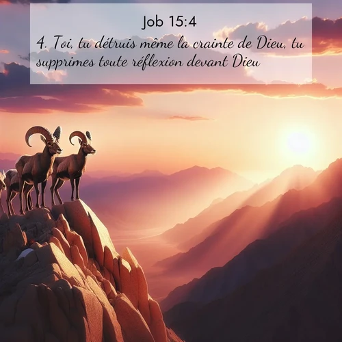 Segond21 Job  ; image nature: image avec le verset biblique :Toi, tu détruis même la crainte de Dieu, tu supprimes toute réflexion devant Dieu. ;  ; 15:4