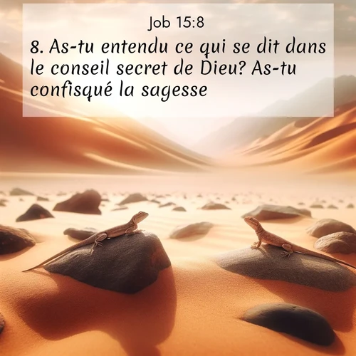 Segond21 Job  ; image nature: image avec le verset biblique :As-tu entendu ce qui se dit dans le conseil secret de Dieu? As-tu confisqué la sagesse? ;  ; 15:8