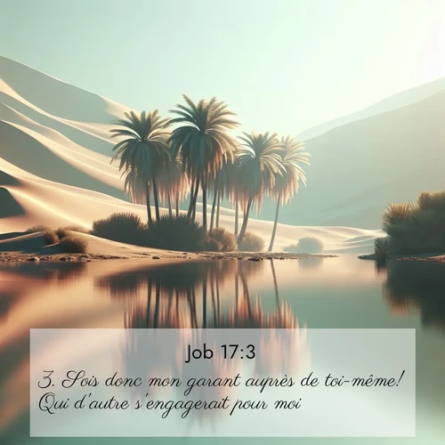Segond21 Job  ; image nature: image avec le verset biblique :Sois donc mon garant auprès de toi-même! Qui d&#039;autre s&#039;engagerait pour moi? ;  ; 17:3